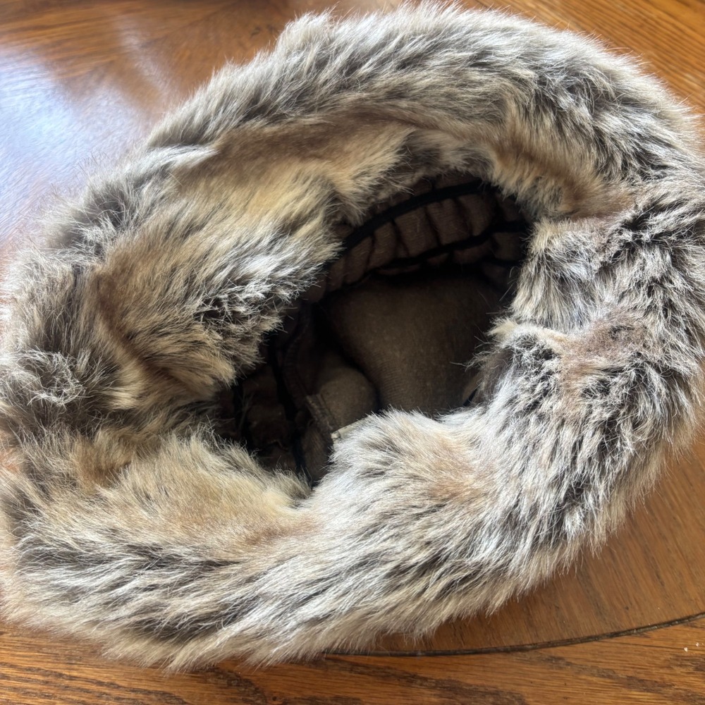 Preston & York Faux Fur Hat Brown Tan Ear Warmer Made in Canada - Picture 3 of 5